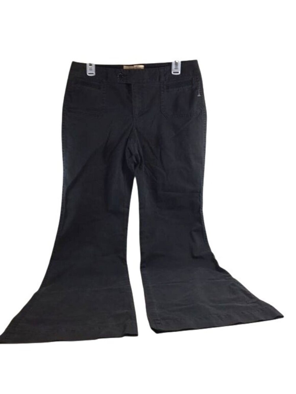 LondonJean Womens Pants Chino Stretch Wide Legs Black 4 Pocket Size 8 Tall NWT